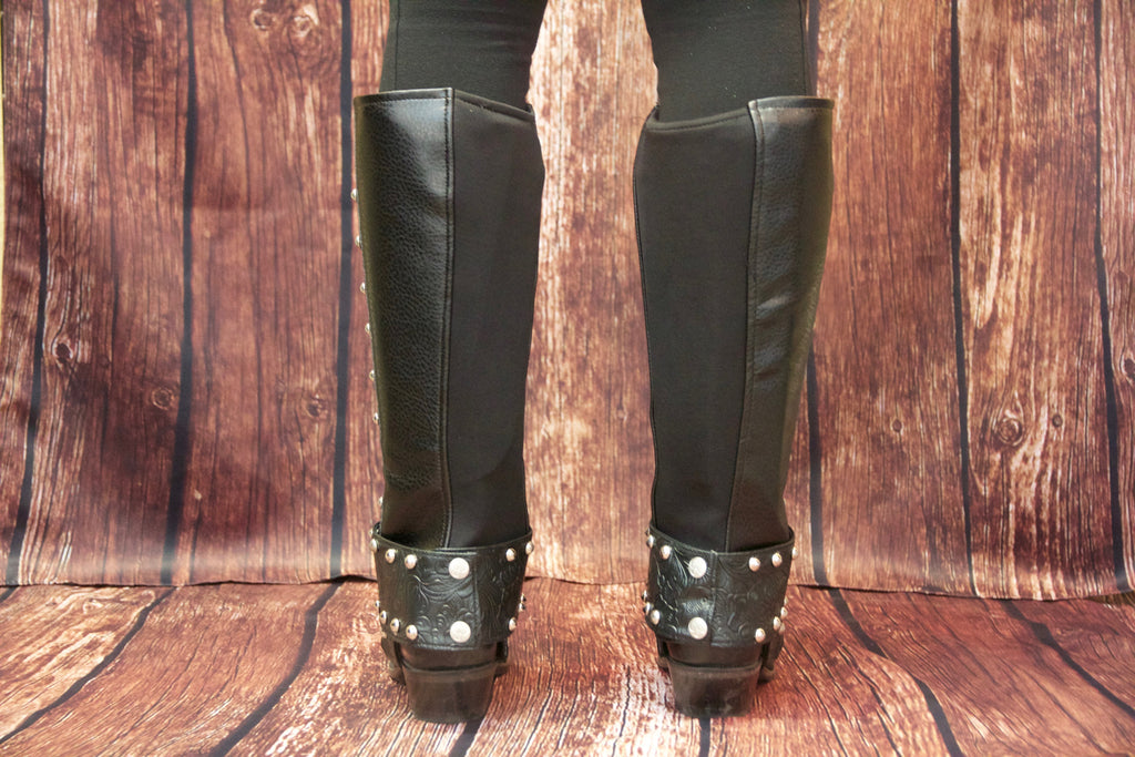 Black Stallion Embossed Cowboy Tall